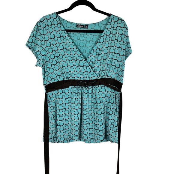 Apt 9 Tops - Retro Babydoll Top PL Blue Peplum Y2K Classic Chic Preppy Artsy Funky Disco 80s